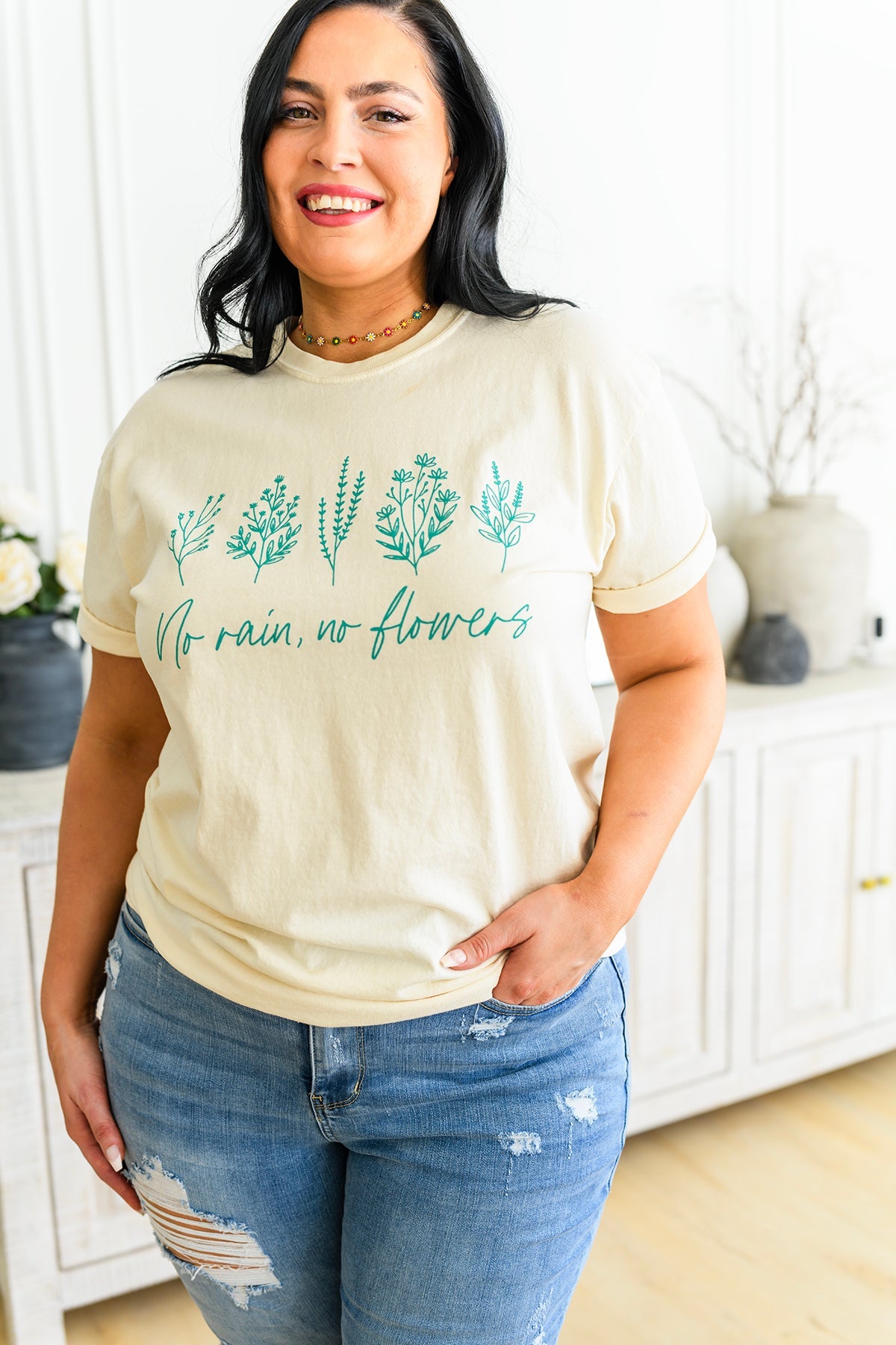 No Rain No Flowers Graphic Tee Cream 2XL