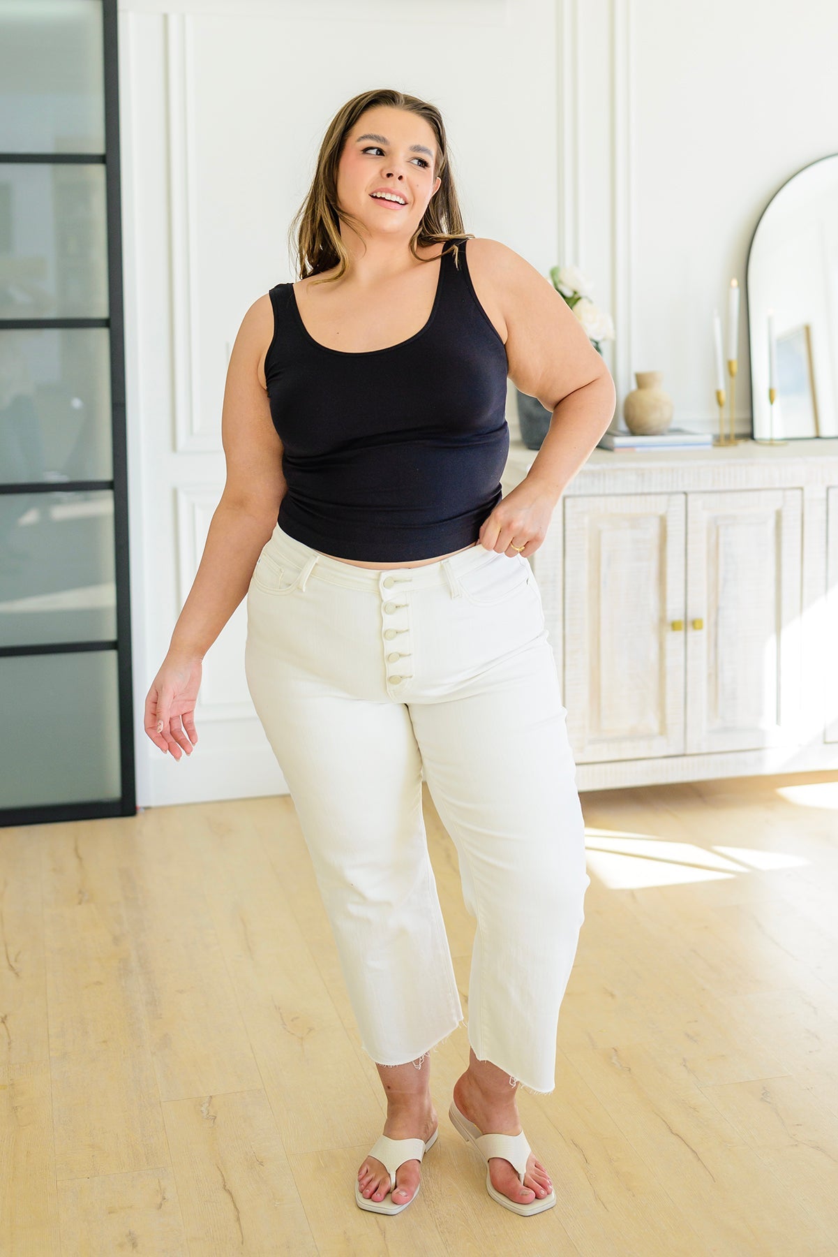 Judy Blue Don't Be Salty High Rise Wide Leg Cropped Jeans