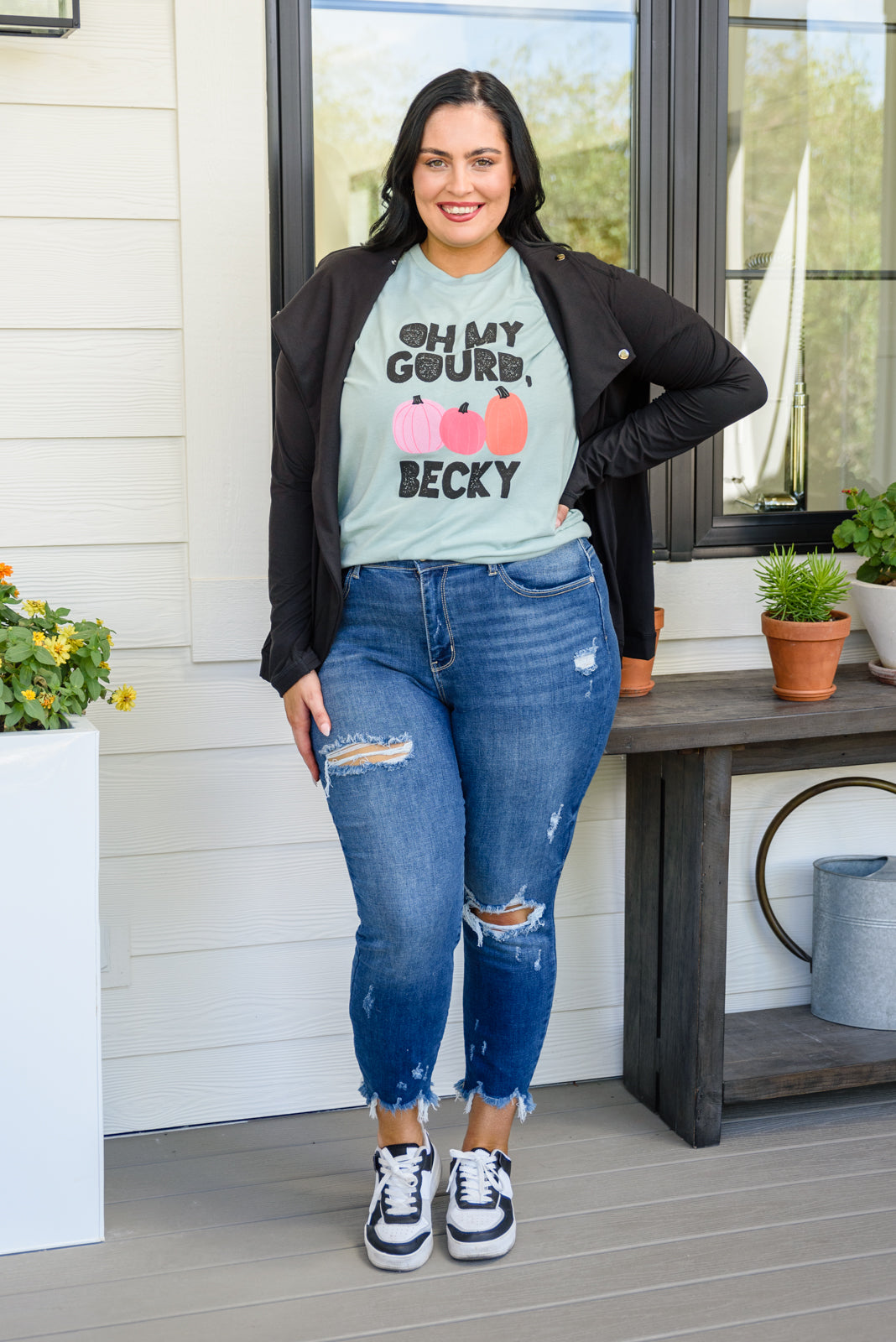 Look at That Graphic Tee In Aqua
