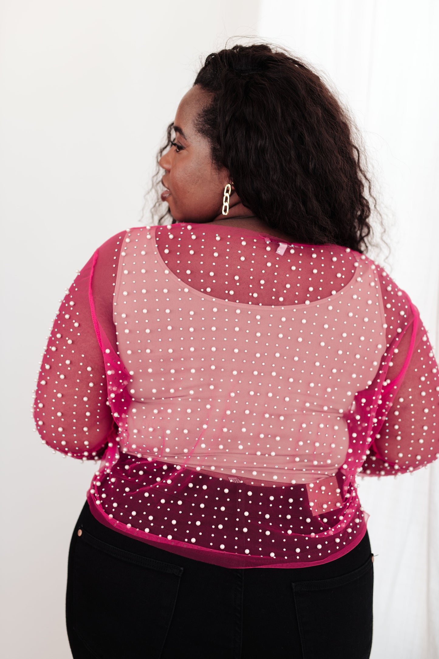 Pearl Perfection Sheer Top in Pink