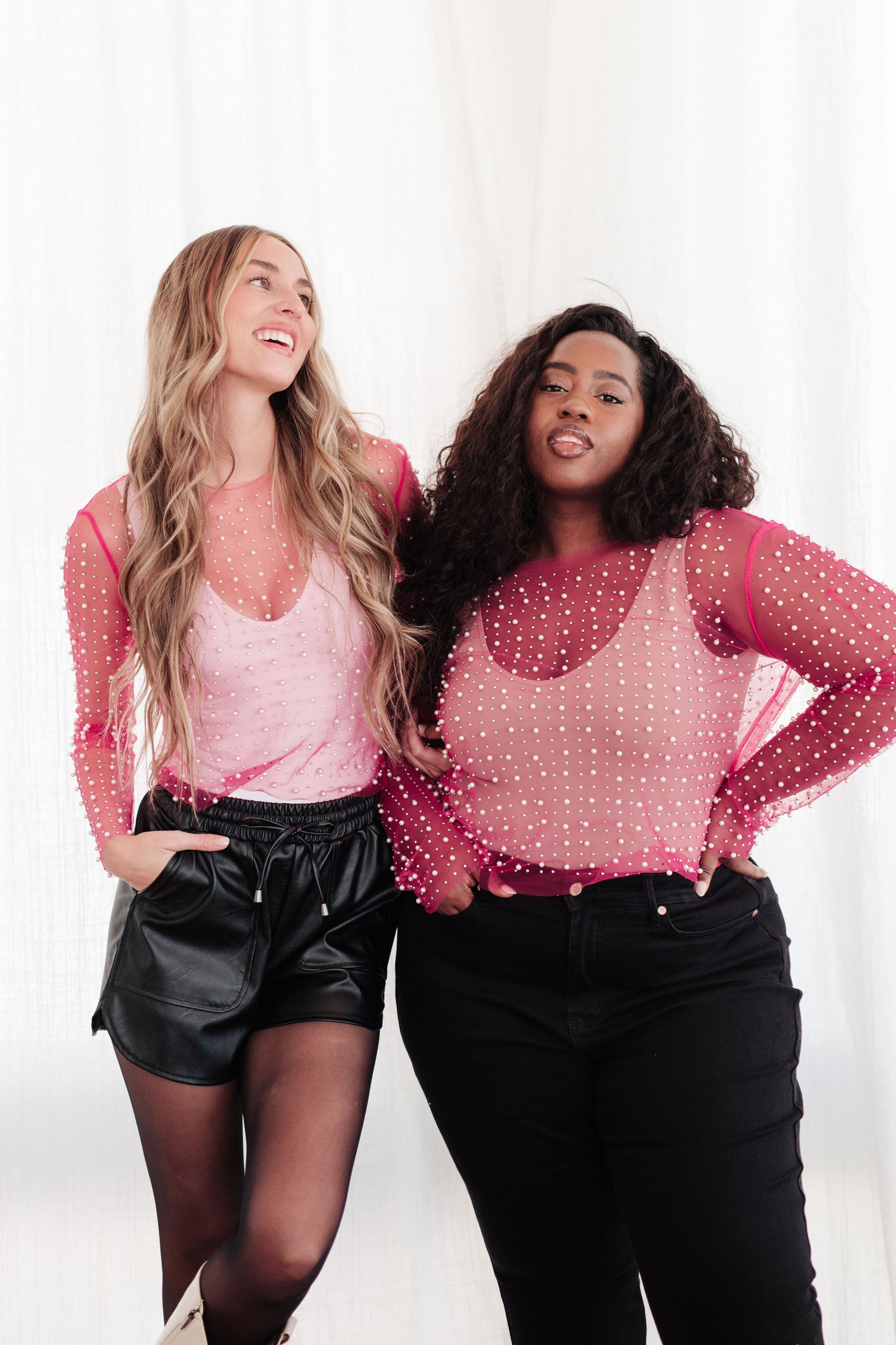 Pearl Perfection Sheer Top in Pink
