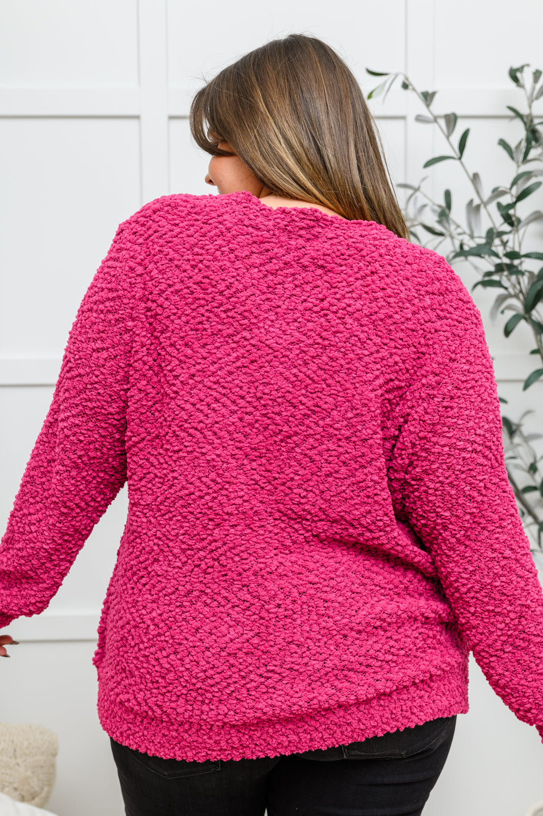 Just Feels Right Popcorn Knit Cardigan In Magenta
