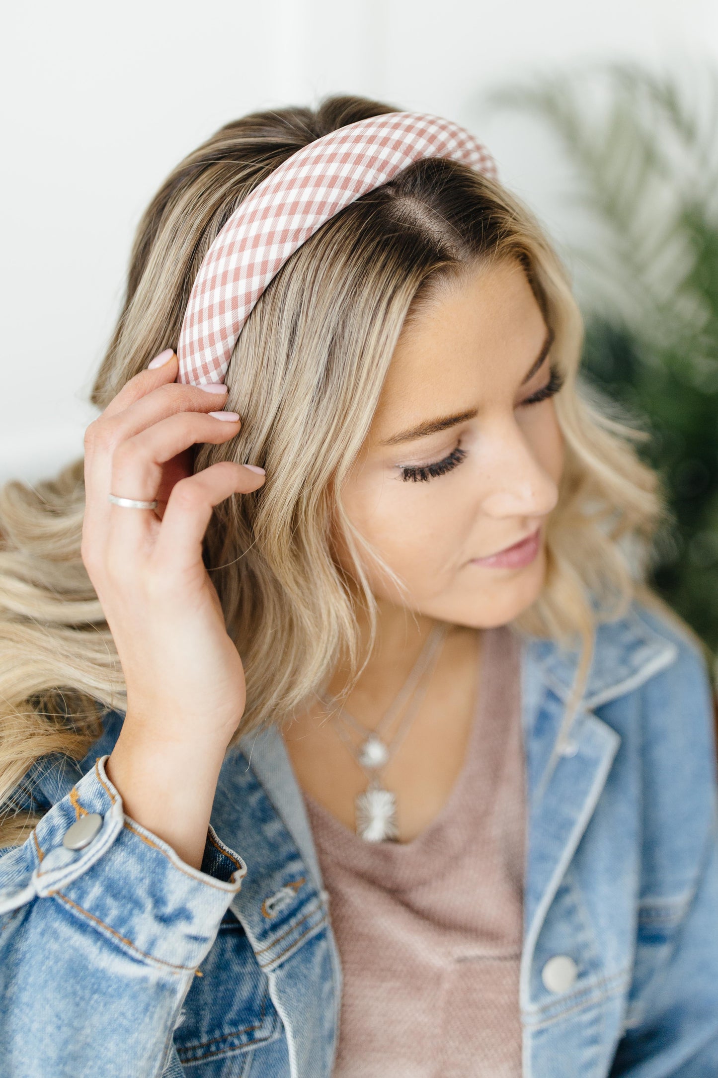 Love Is Plaid Headband Red
