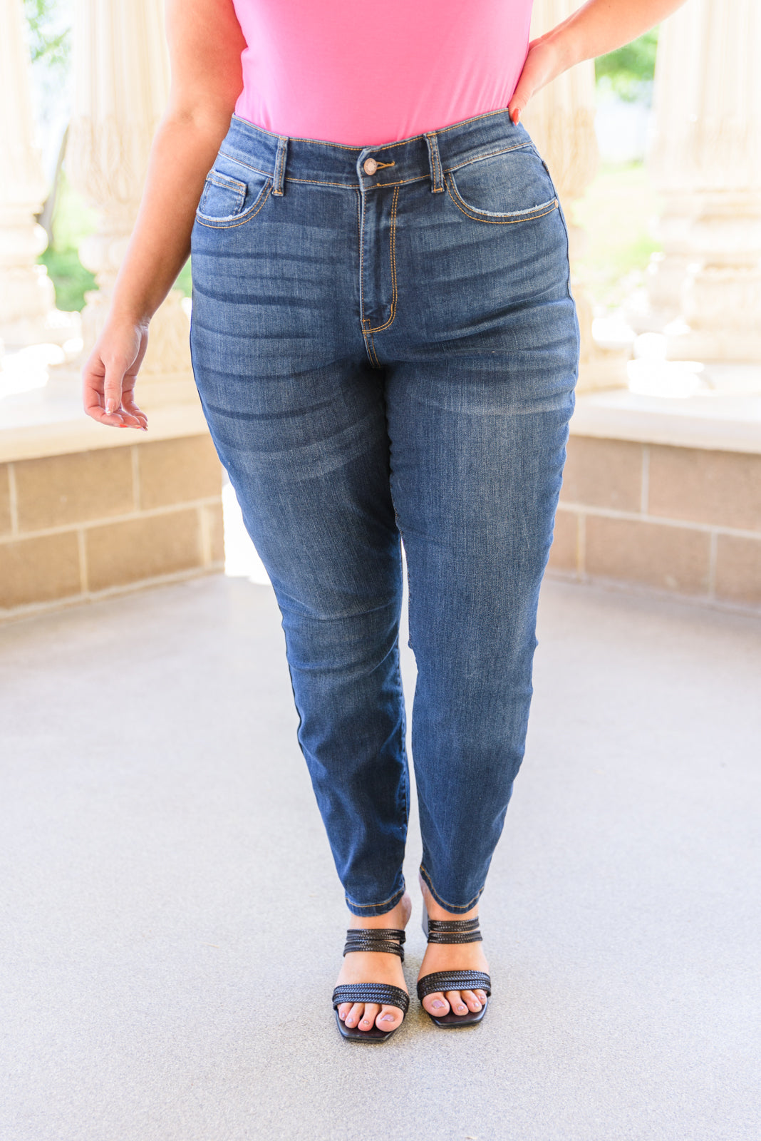Judy Blue Reba Hi-Rise Clean Relaxed Fit Jeans Dark Wash 14W
