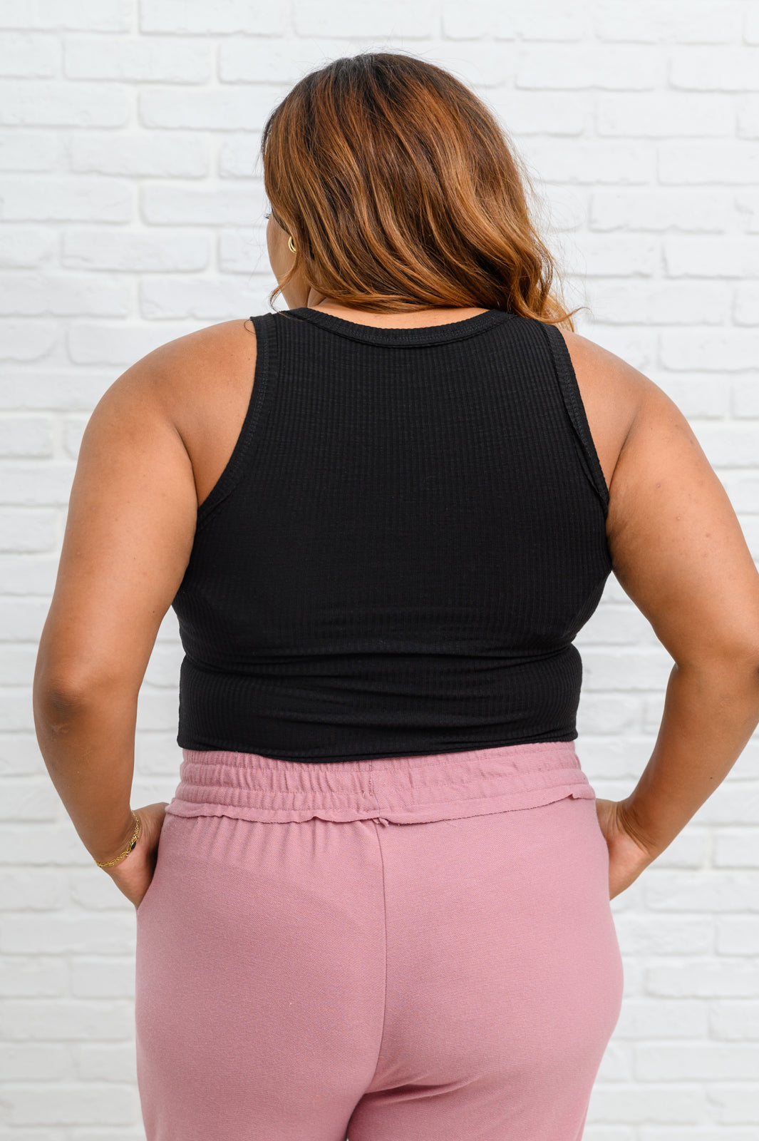 Keep it Basic Ribbed Henley Tank Top In Black