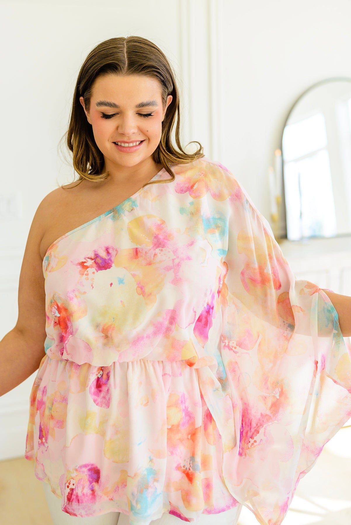 Abstract Drama Floral Peplum Blouse