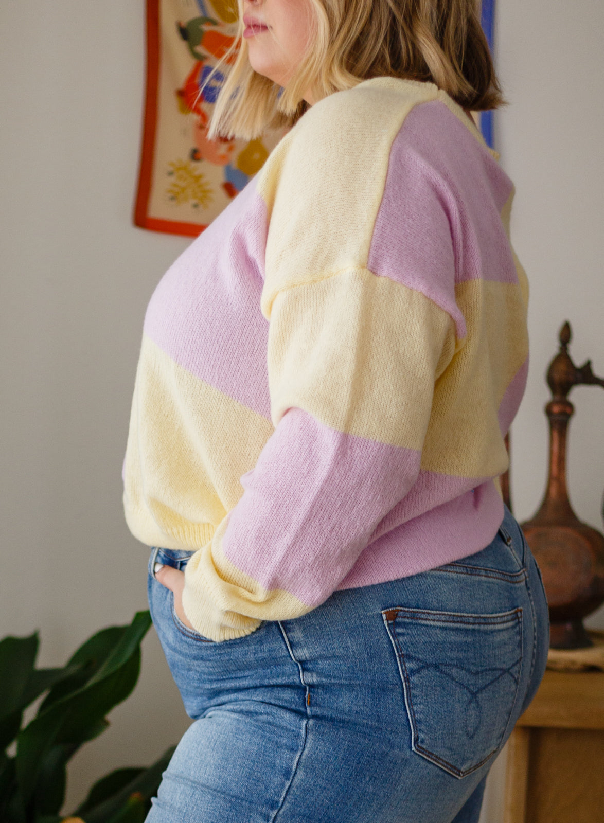 Make Your Move Checkered Knit Sweater in Lavender