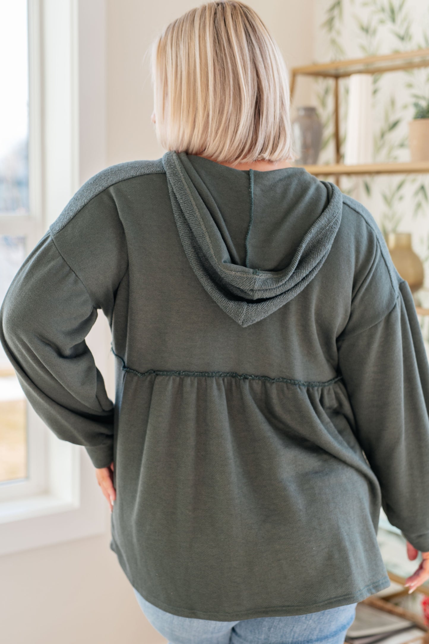 Gather Around Hooded V-Neck Pullover