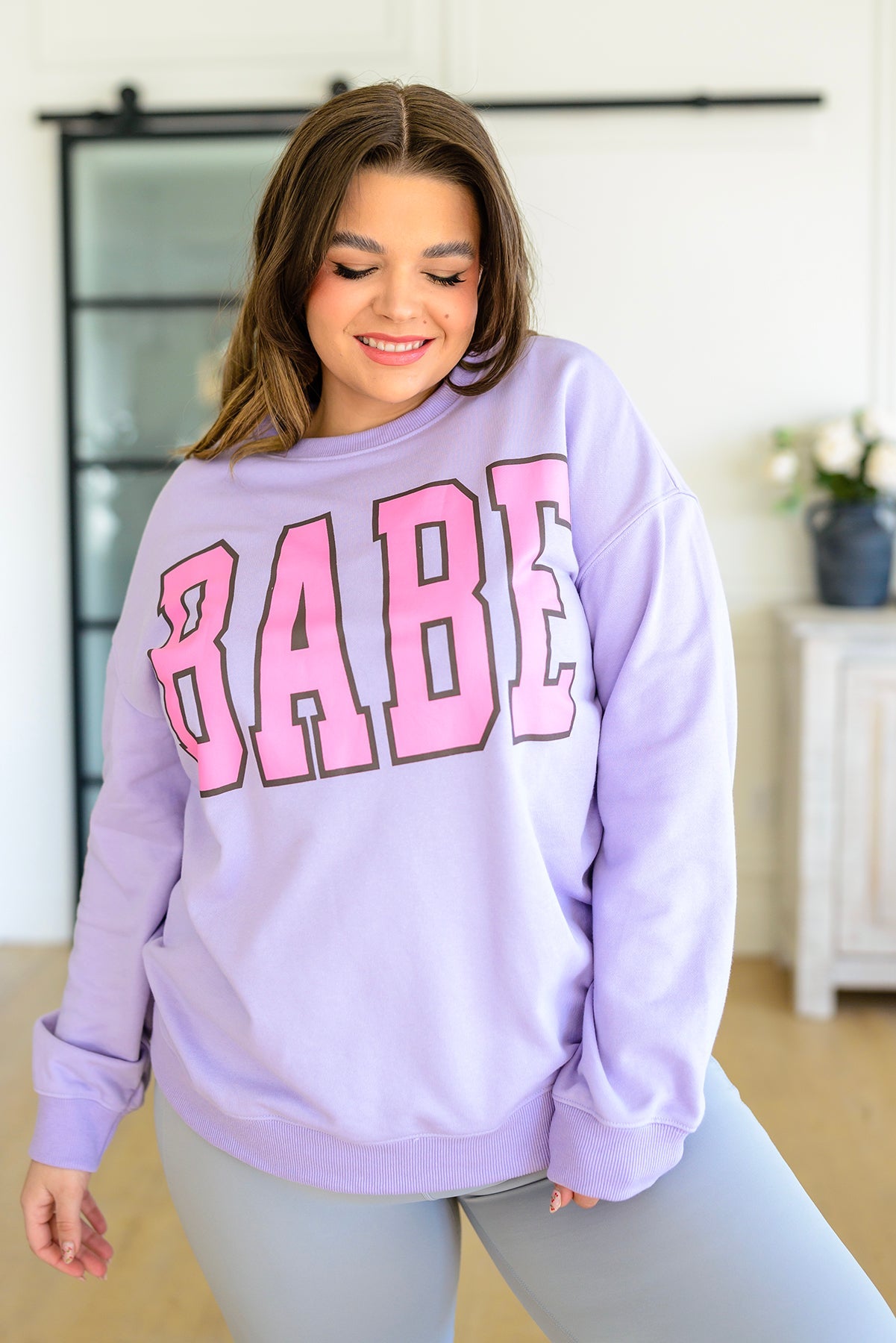 Babe Graphic Sweatshirt Lilac 2XL