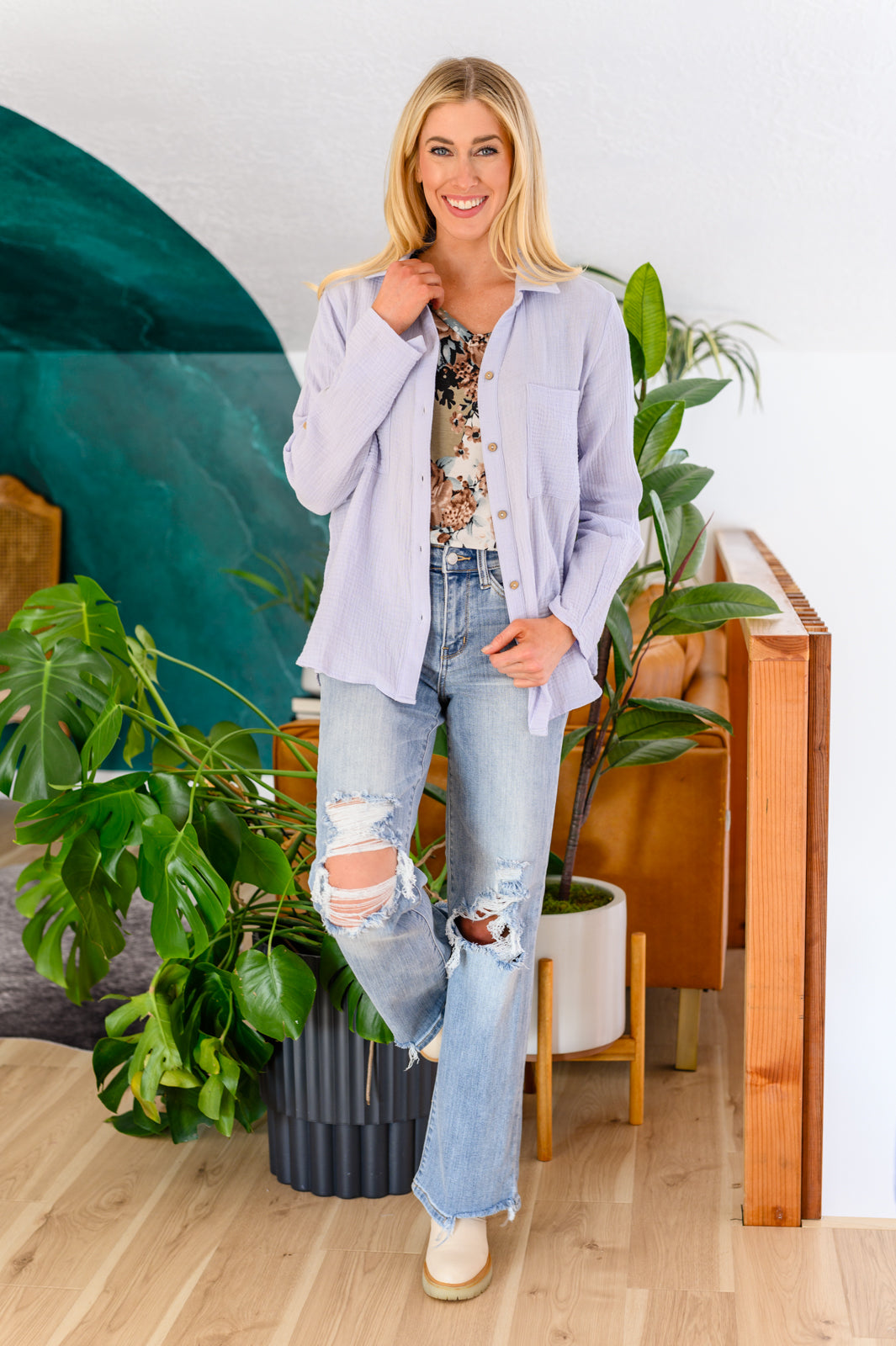 Lavender Skies Button Up Blouse