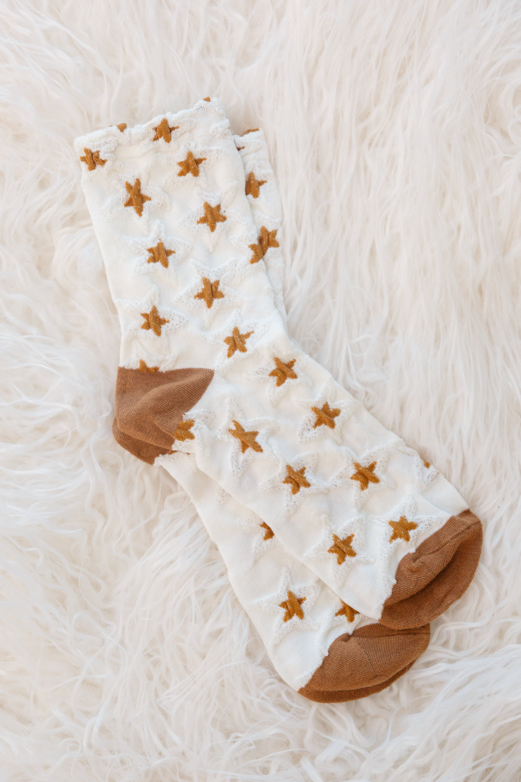 Celeste Star Design Socks In White