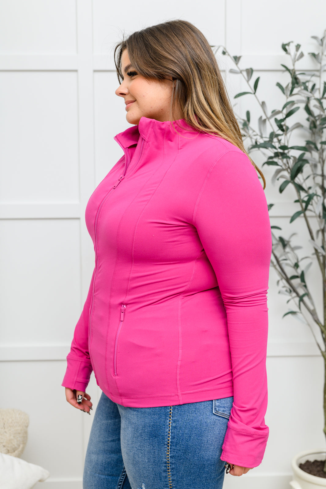 Raise the Bar Activewear Jacket in Raspberry