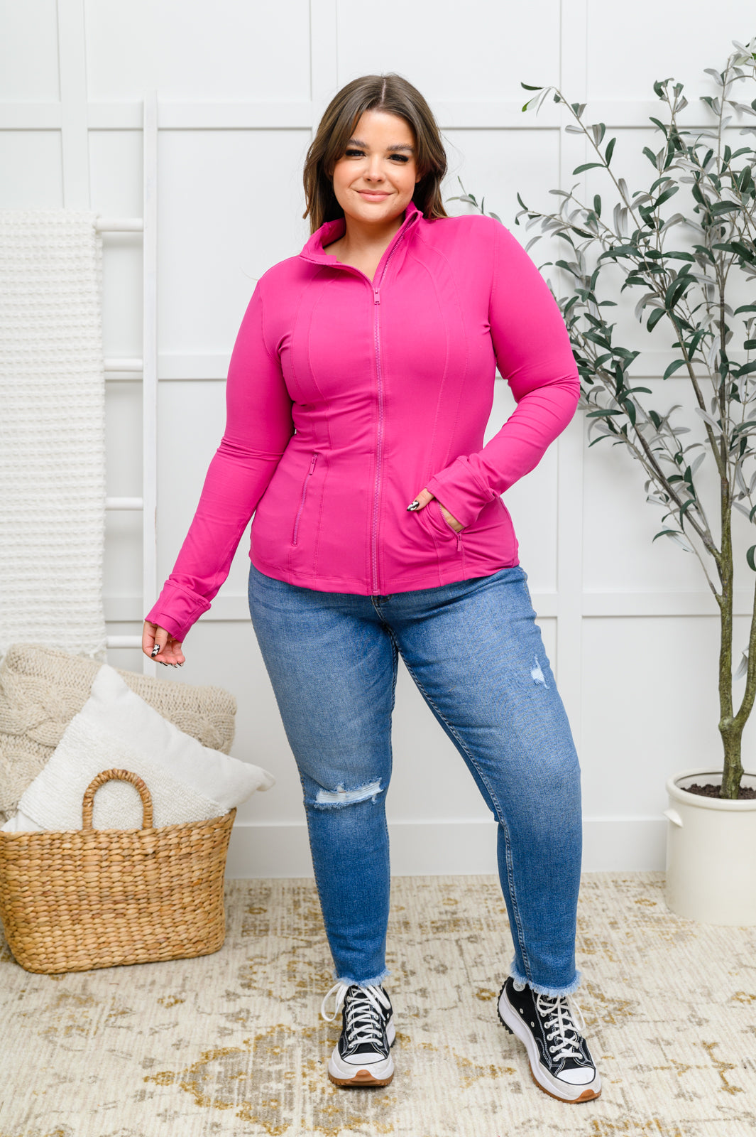 Raise the Bar Activewear Jacket in Raspberry