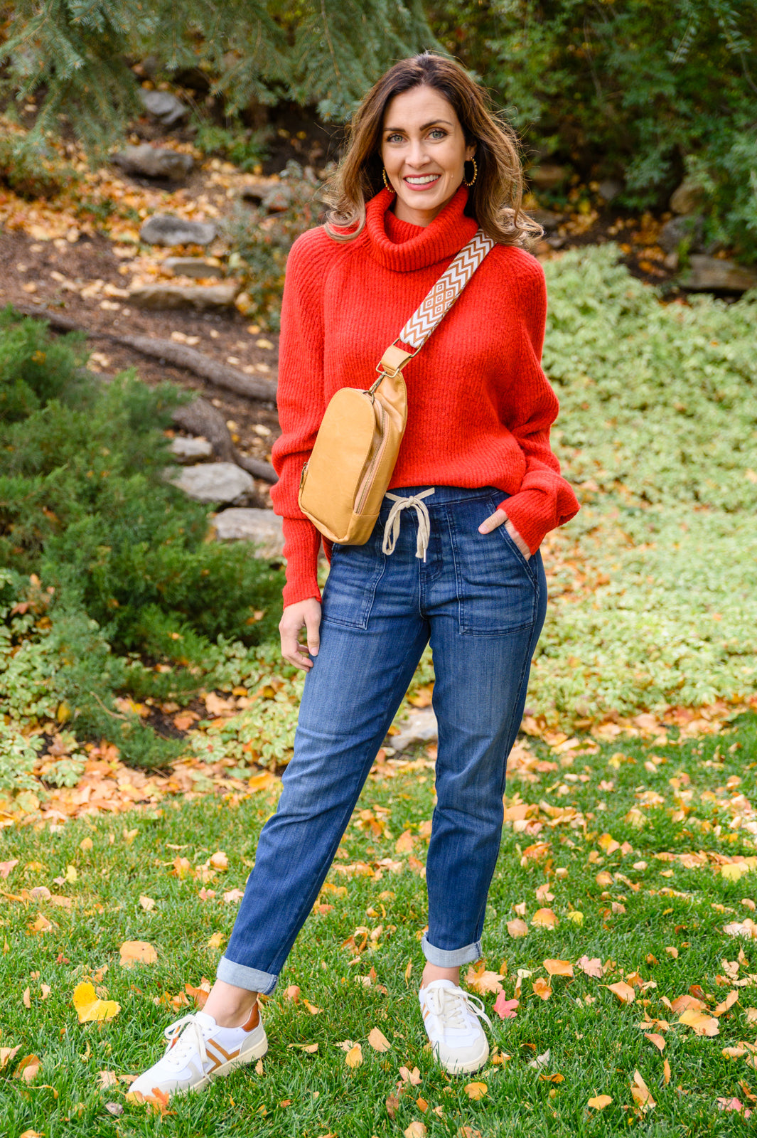 Bring the Drama Roll Neck Sweater In Red