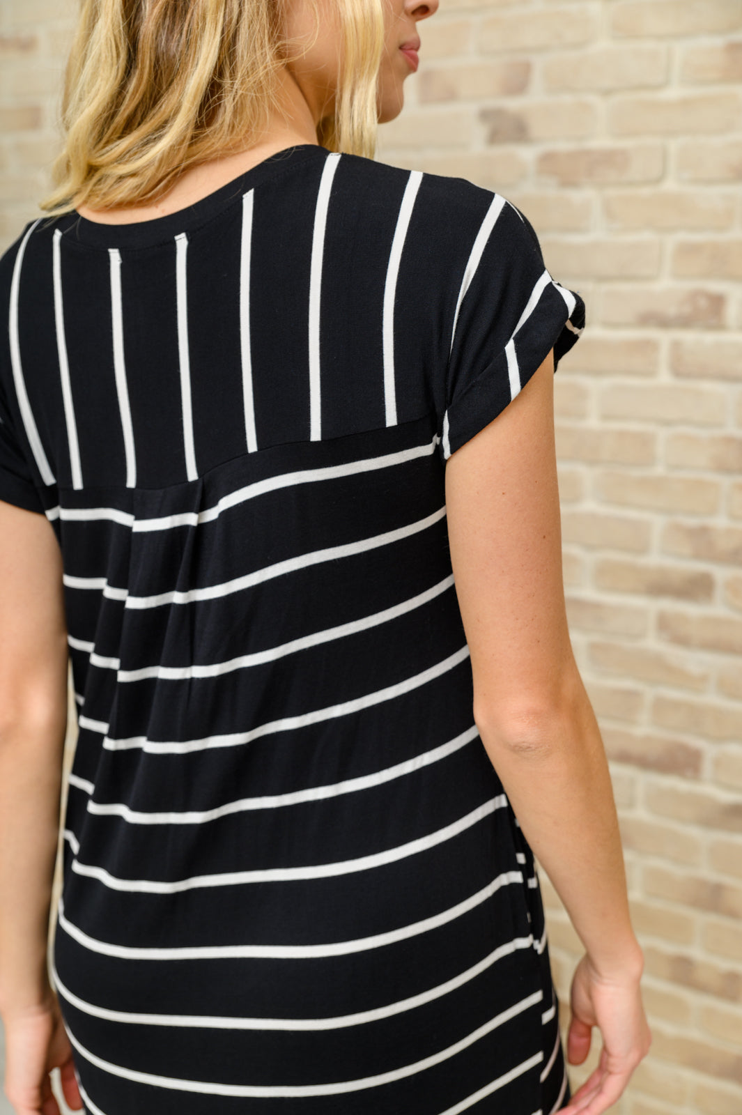 Stroll Along Striped Maxi Dress In Black