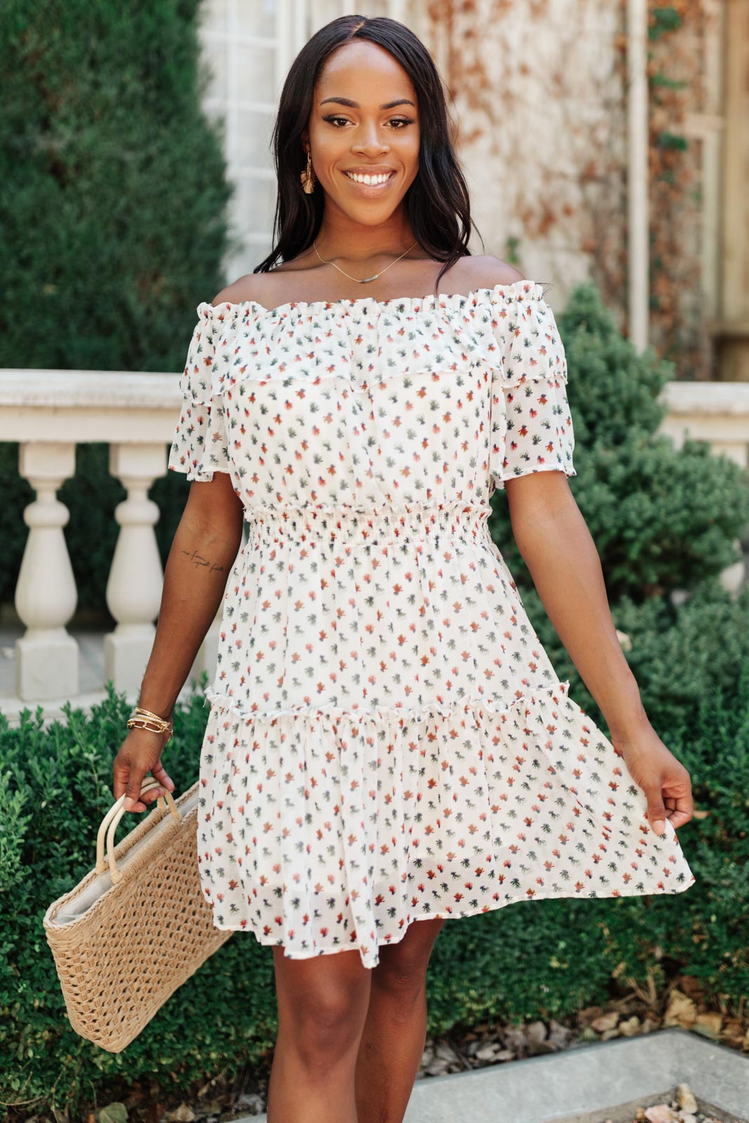 Thinking of You Floral Ruffle Dress White S