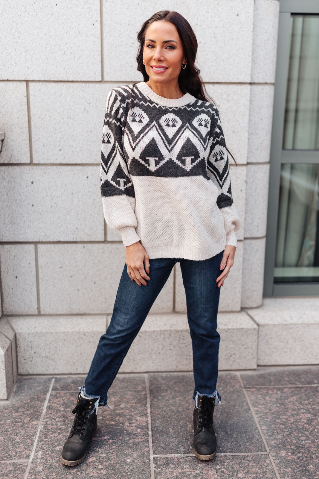 On the Slopes Knit Sweater In Charcoal