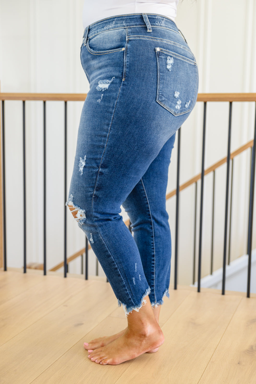Judy Blue Tamara Mid-Rise Raw Hem Jeans