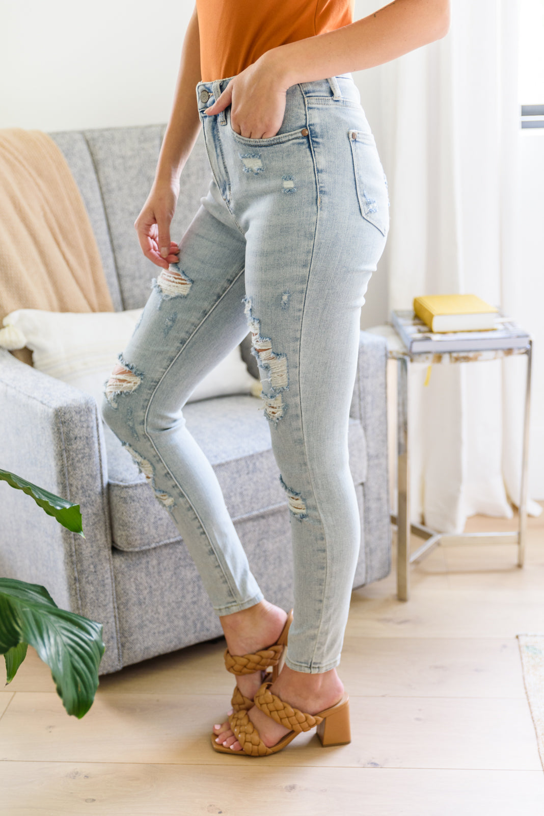 Judy Blue No Limits Destroyed Tummy Control Skinny Jeans