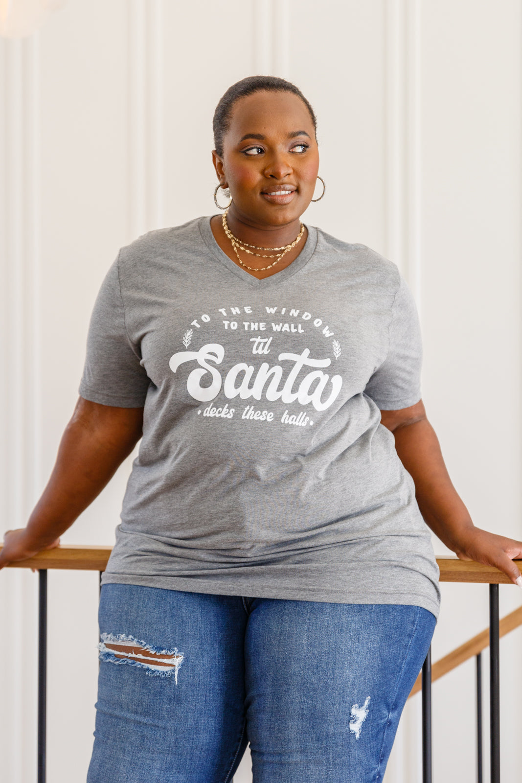 Deck These Halls Graphic V-Neck Tee