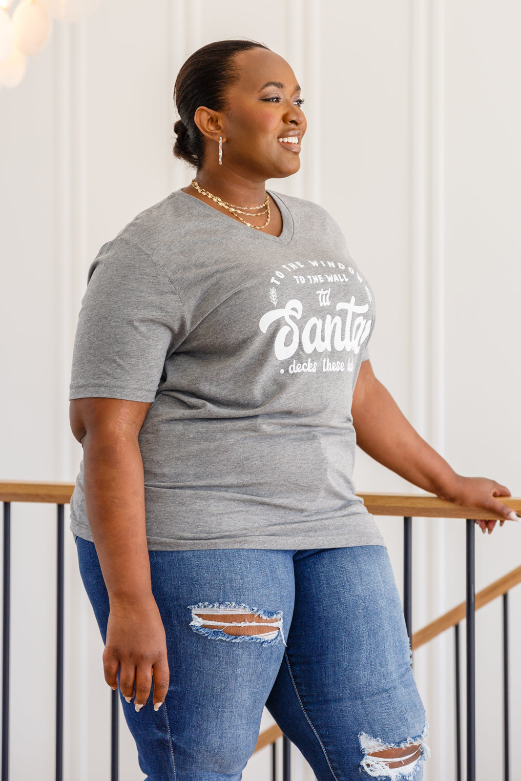Deck These Halls Graphic V-Neck Tee