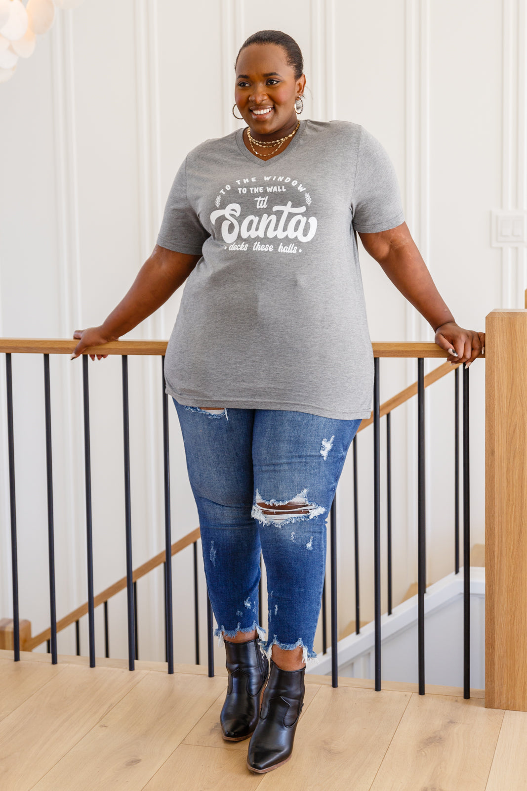 Deck These Halls Graphic V-Neck Tee