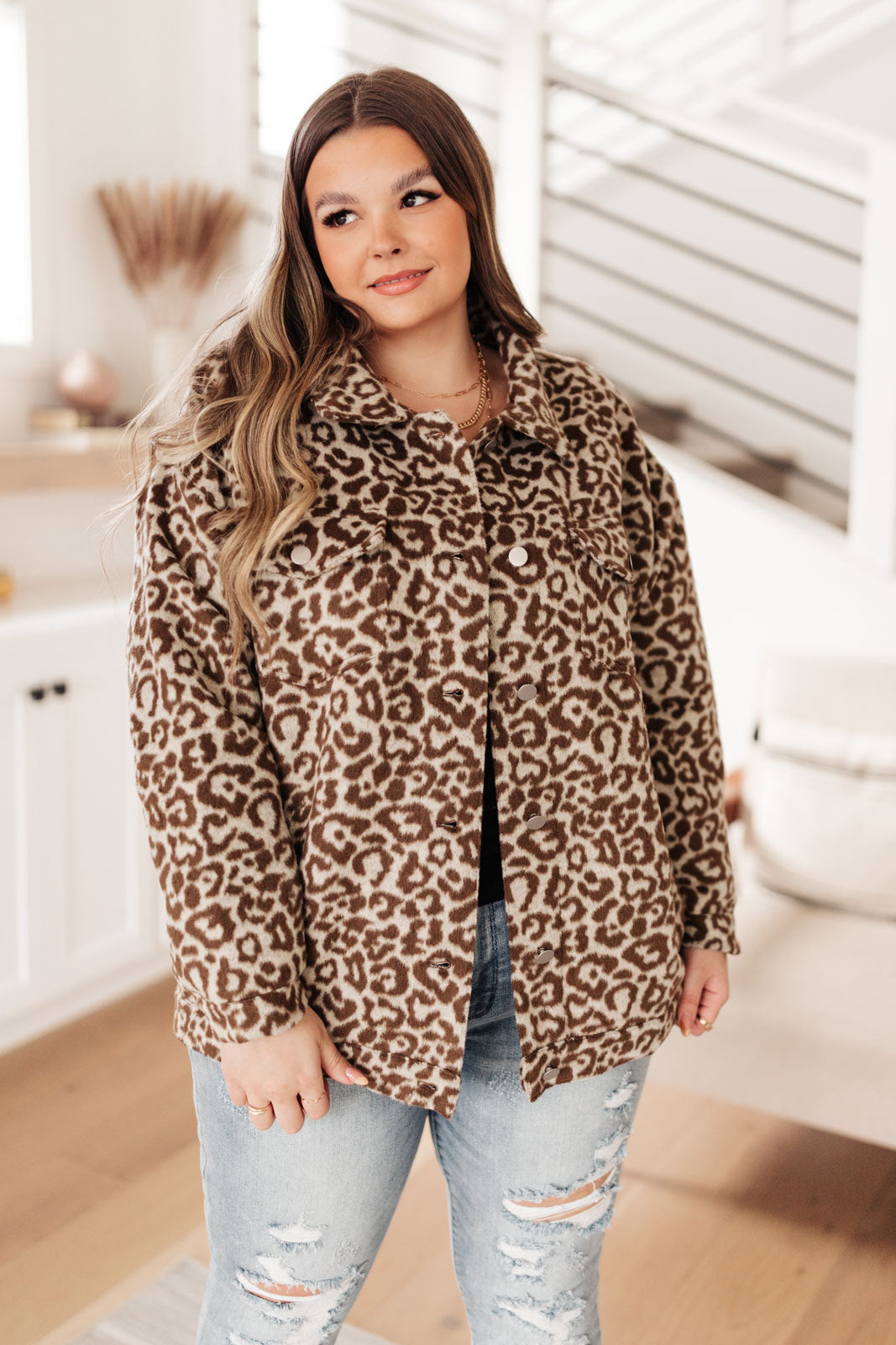Can't Be Tamed Shacket in Brown Tan 1XL