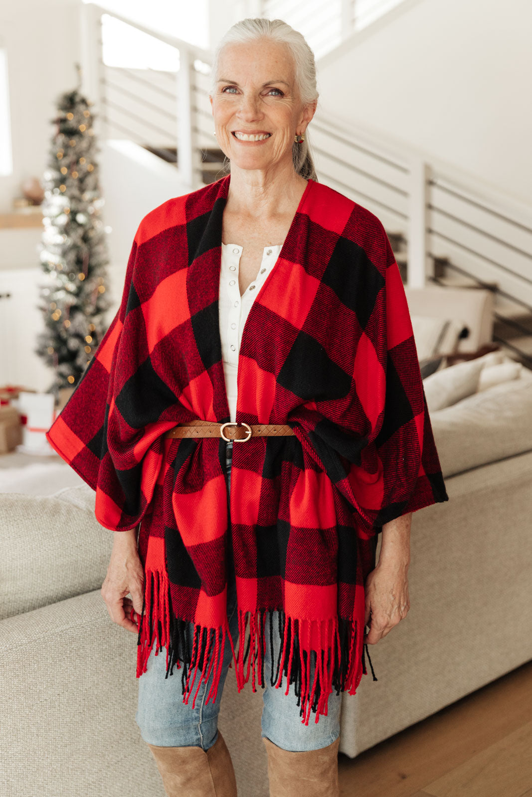 Fireside Buffalo Plaid Shawl
