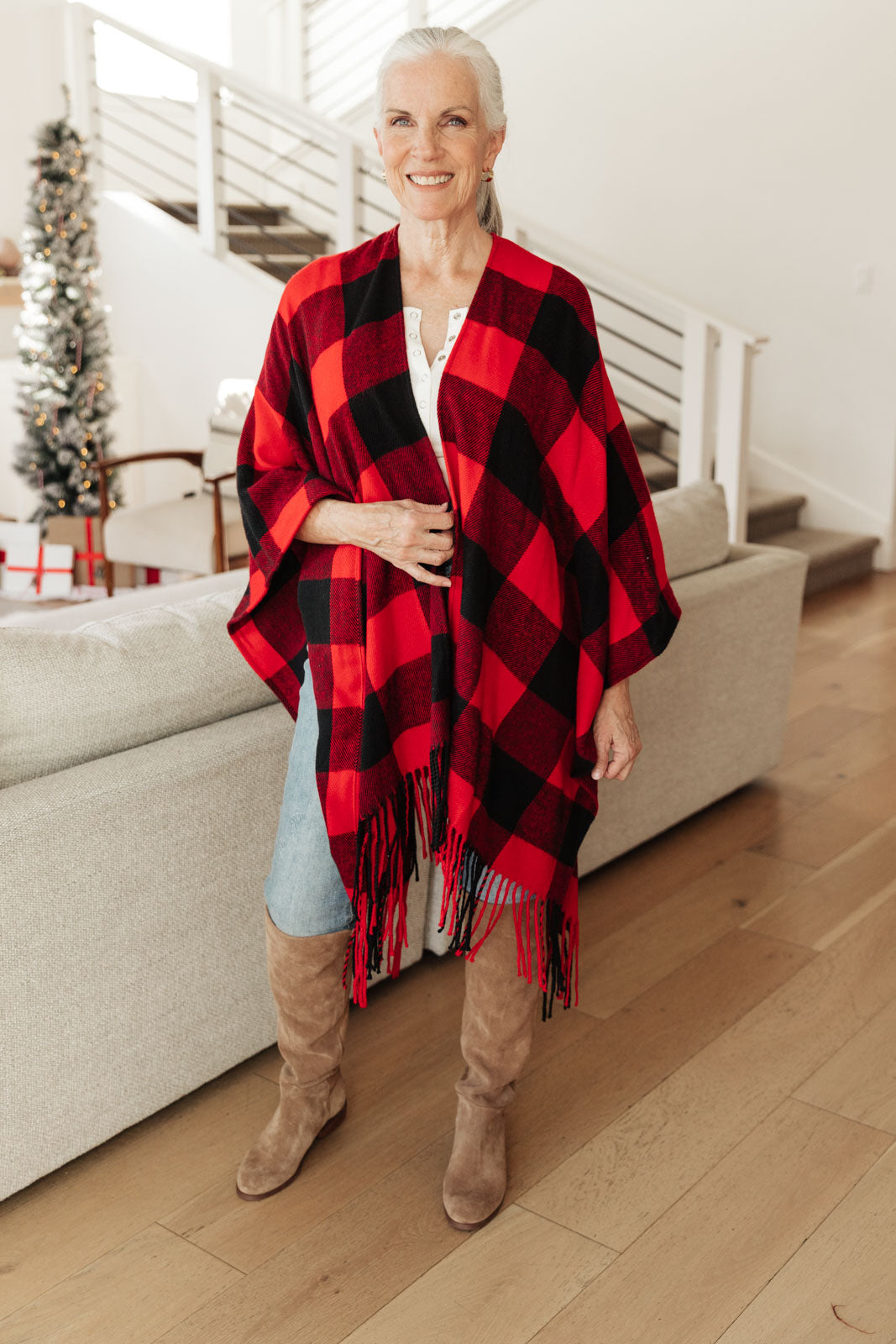 Fireside Buffalo Plaid Shawl