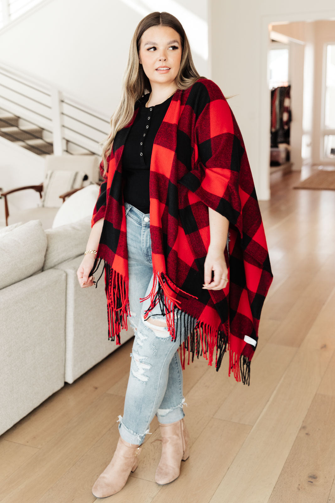 Fireside Buffalo Plaid Shawl