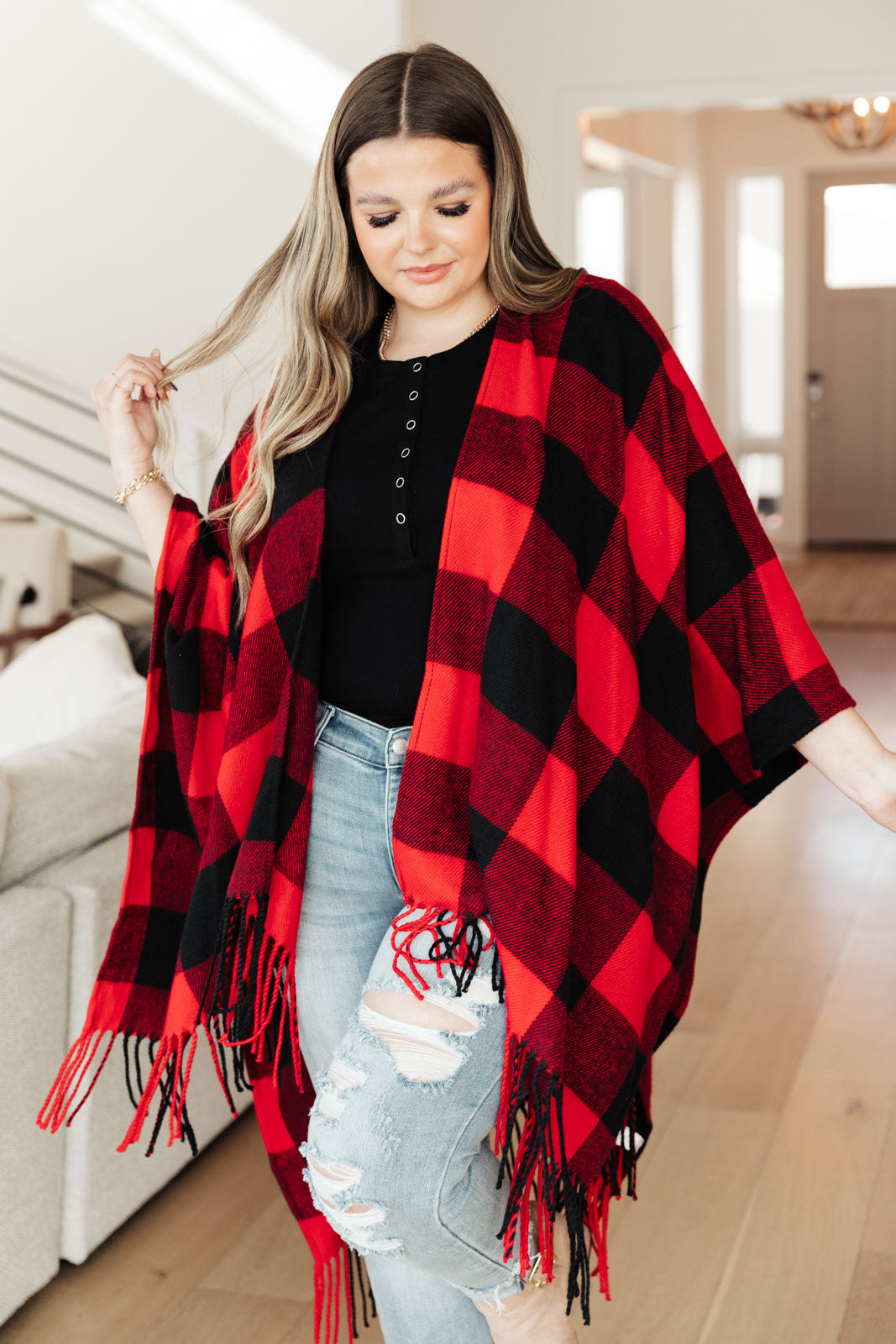 Fireside Buffalo Plaid Shawl
