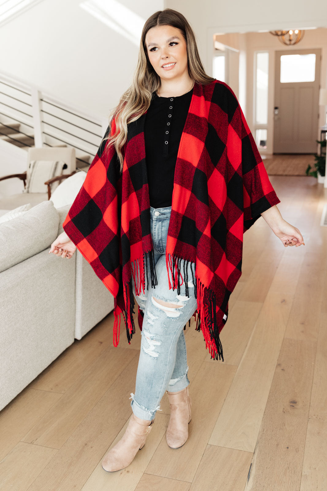 Fireside Buffalo Plaid Shawl