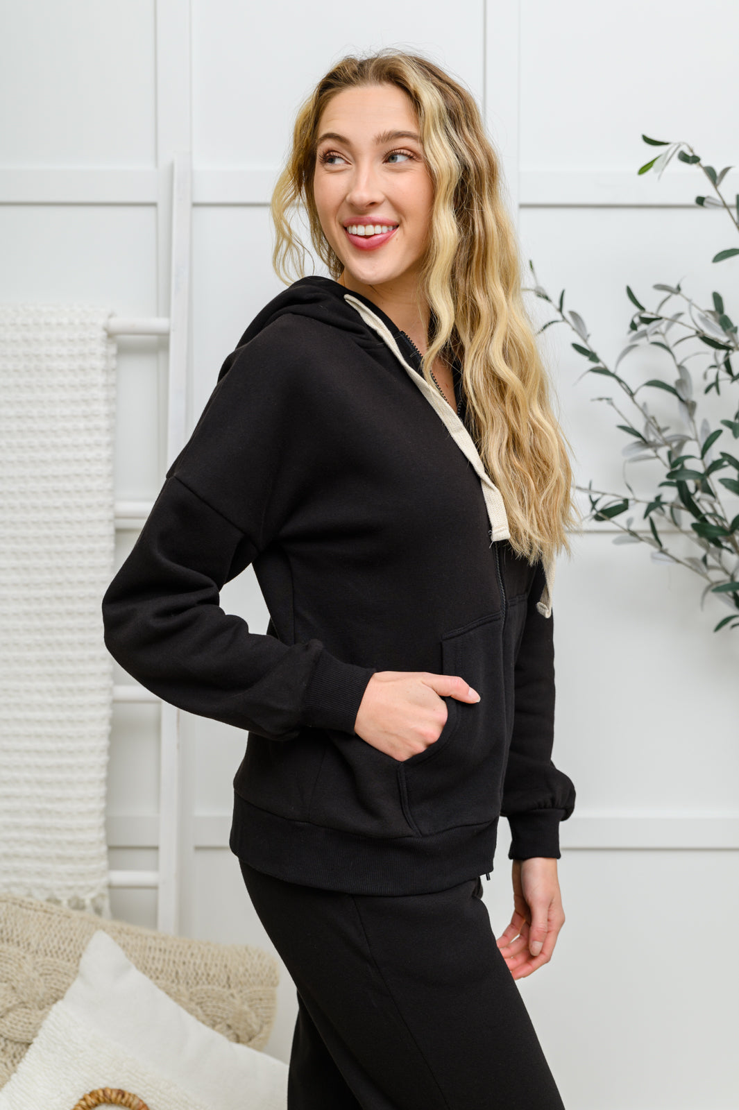 Lounge All Day Zip Up Hoodie & Joggers Set In Black