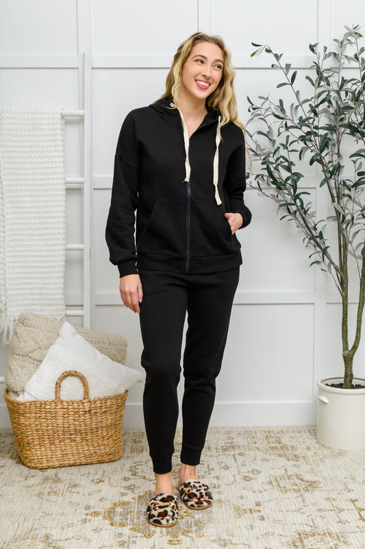 Lounge All Day Zip Up Hoodie & Joggers Set In Black Black S