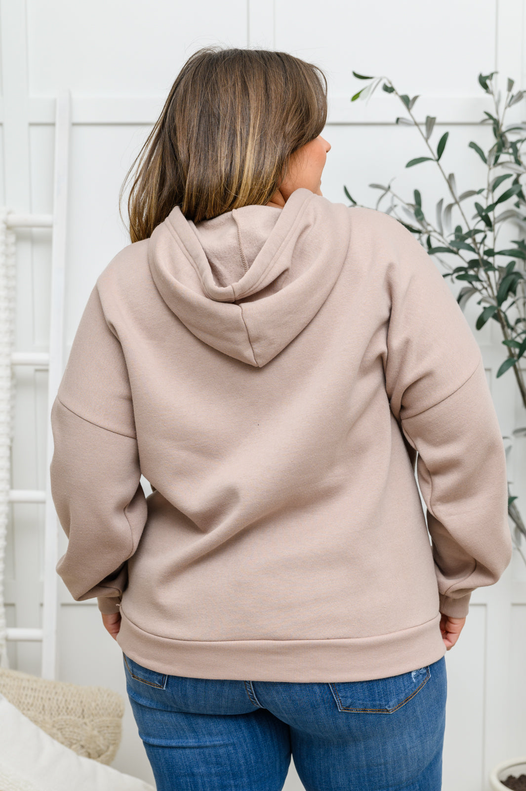 As You Were Zip Up Hooded Sweatshirt Jacket in Mocha