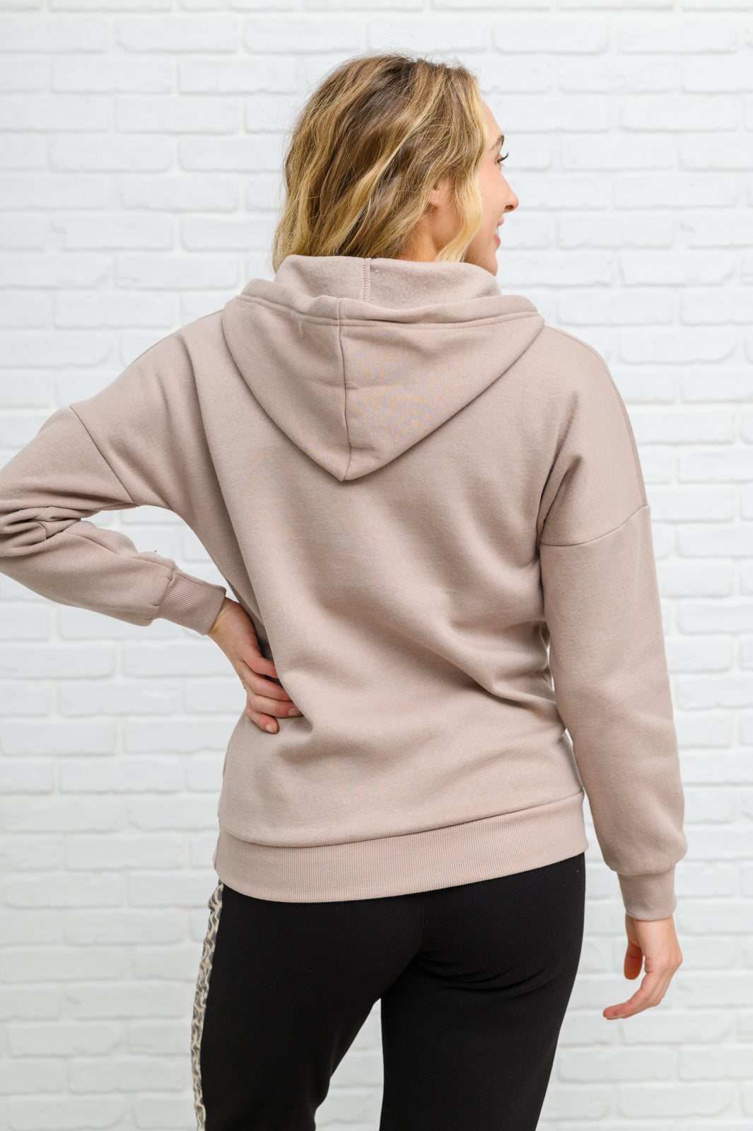 As You Were Zip Up Hooded Sweatshirt Jacket in Mocha
