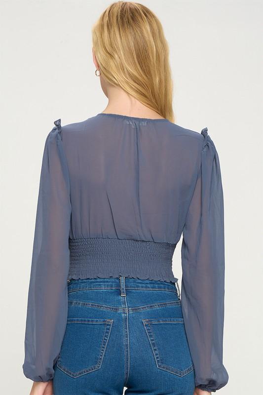 Lace-Up Ruffle Crop Top