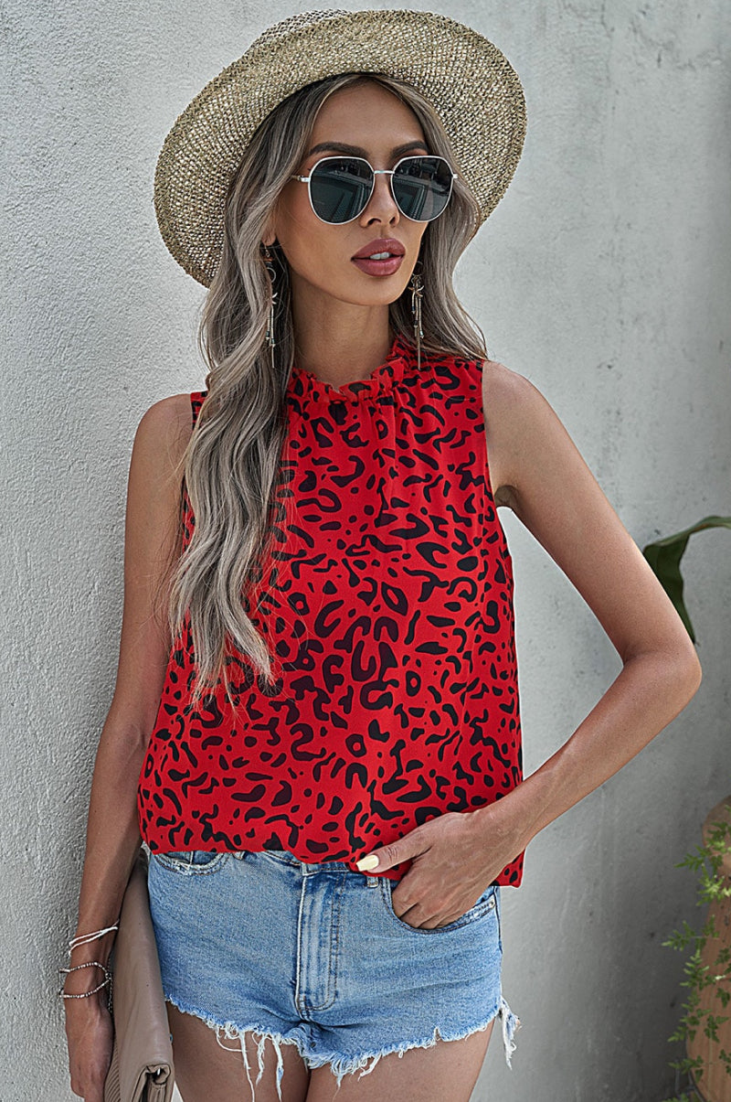 Who's That Girl Ruffled Leopard Blouse   