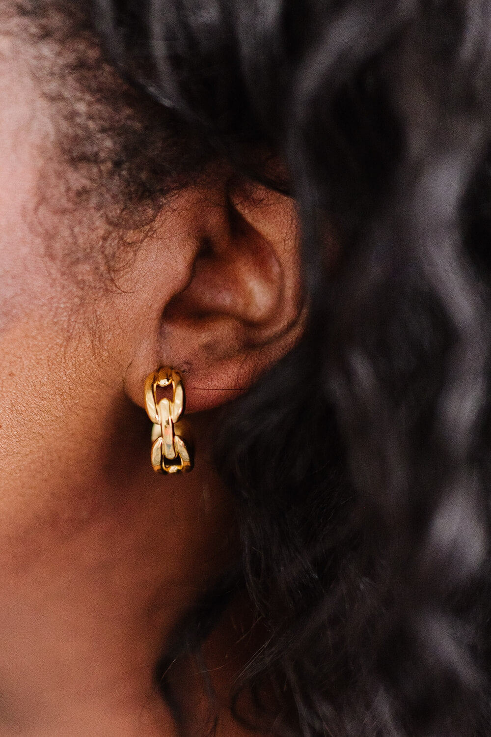 Let's Link Up Chain C-Hoop Gold Earrings
