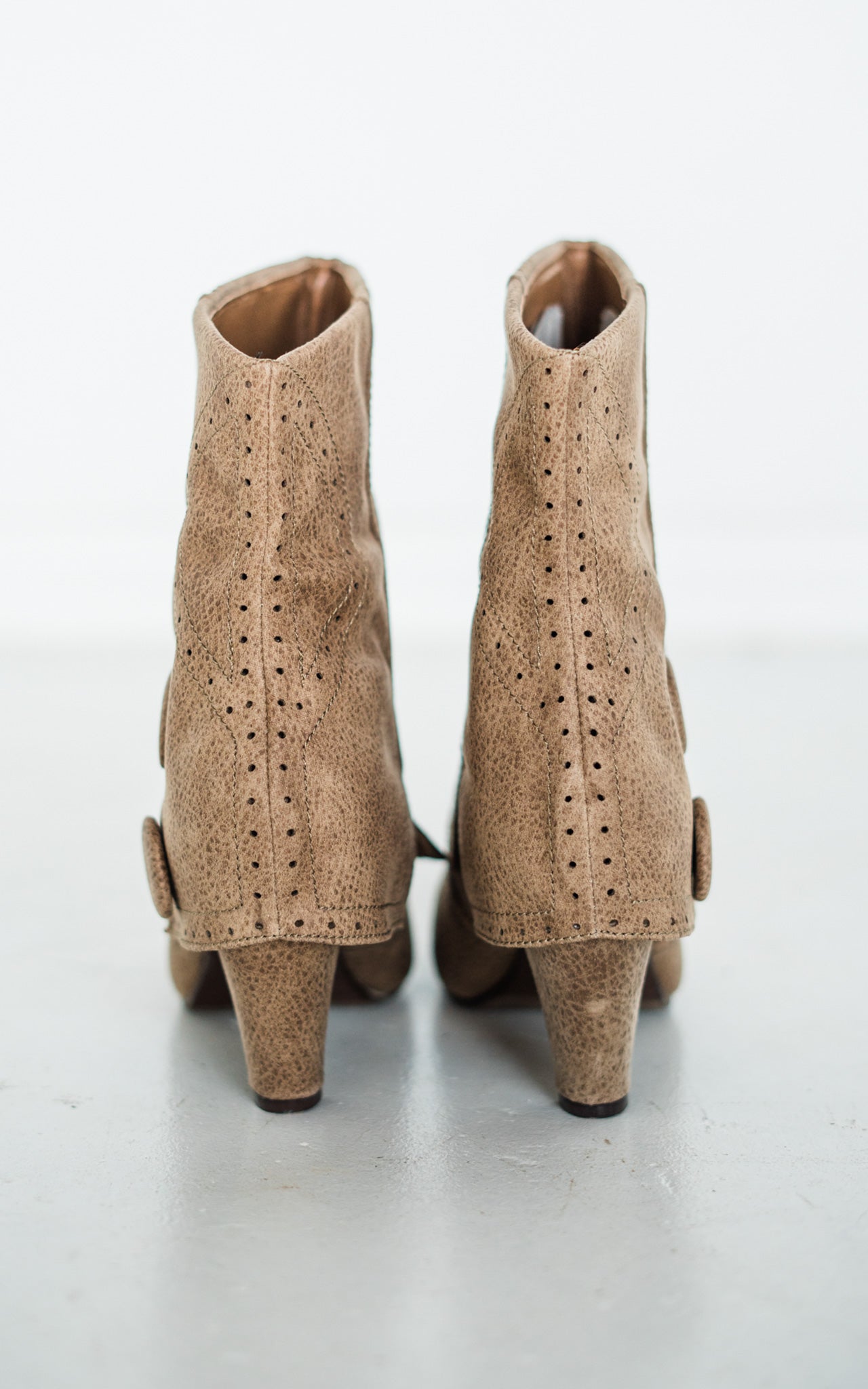 Maeve Pullover Ankle Booties in Taupe