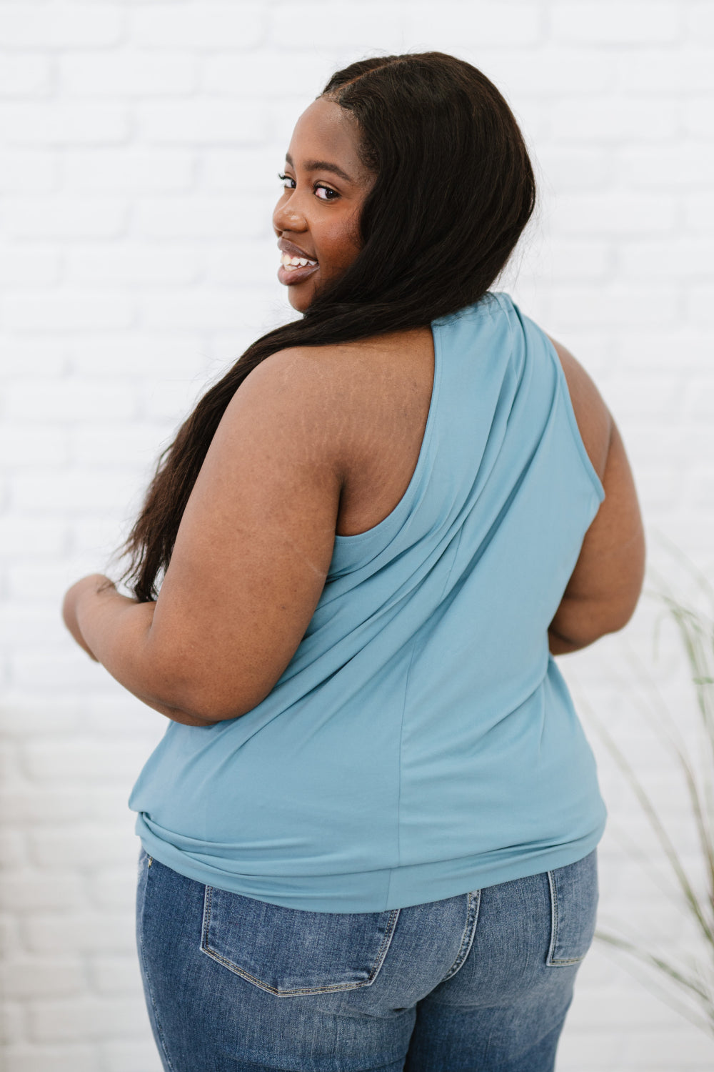 Cherished Time Surplice Top in Blue Grey