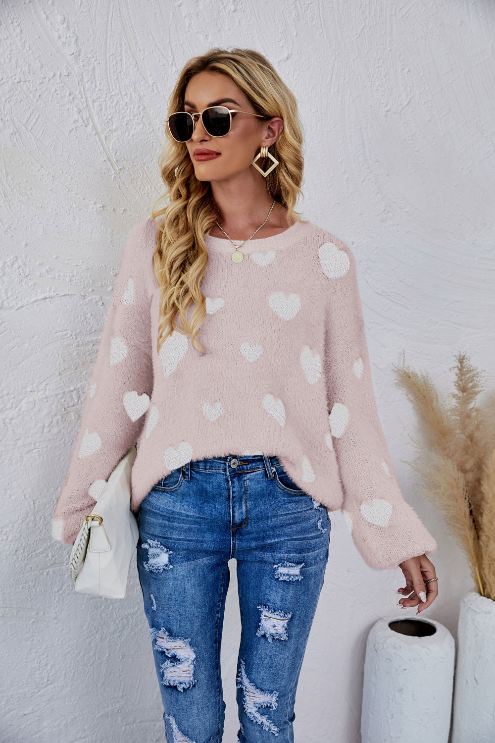 All of the Love Fuzzy Sweater Pink S