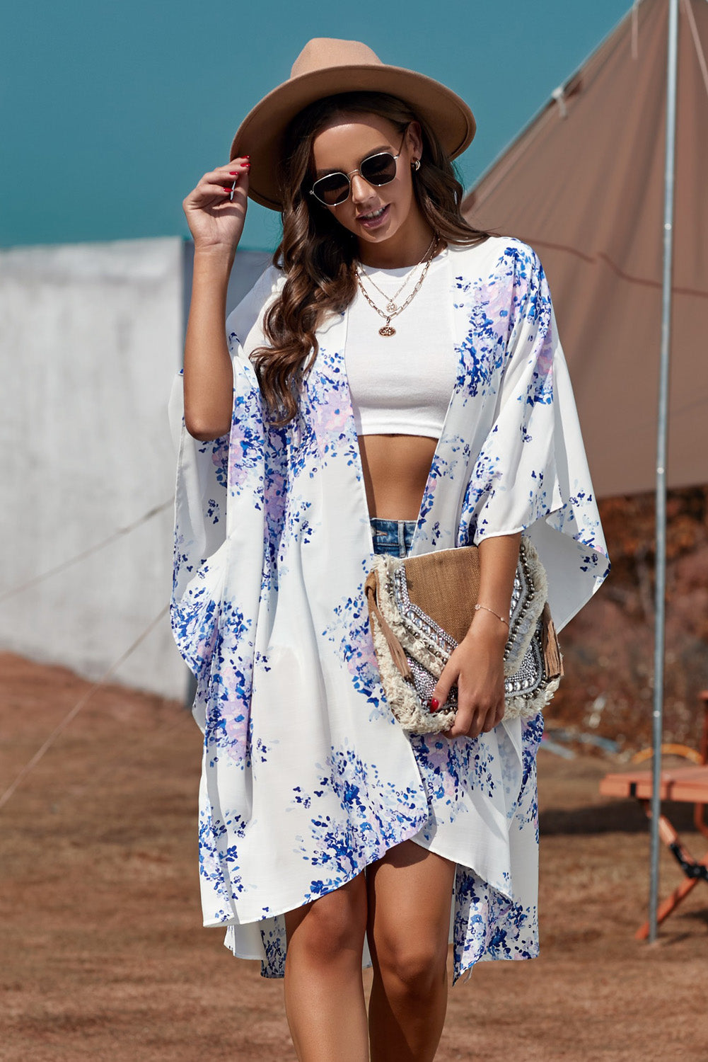 Here Comes the Bloom Floral Print Chiffon Kimono