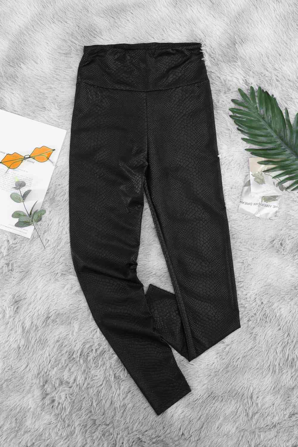 Snakeskin Faux Leather Leggings