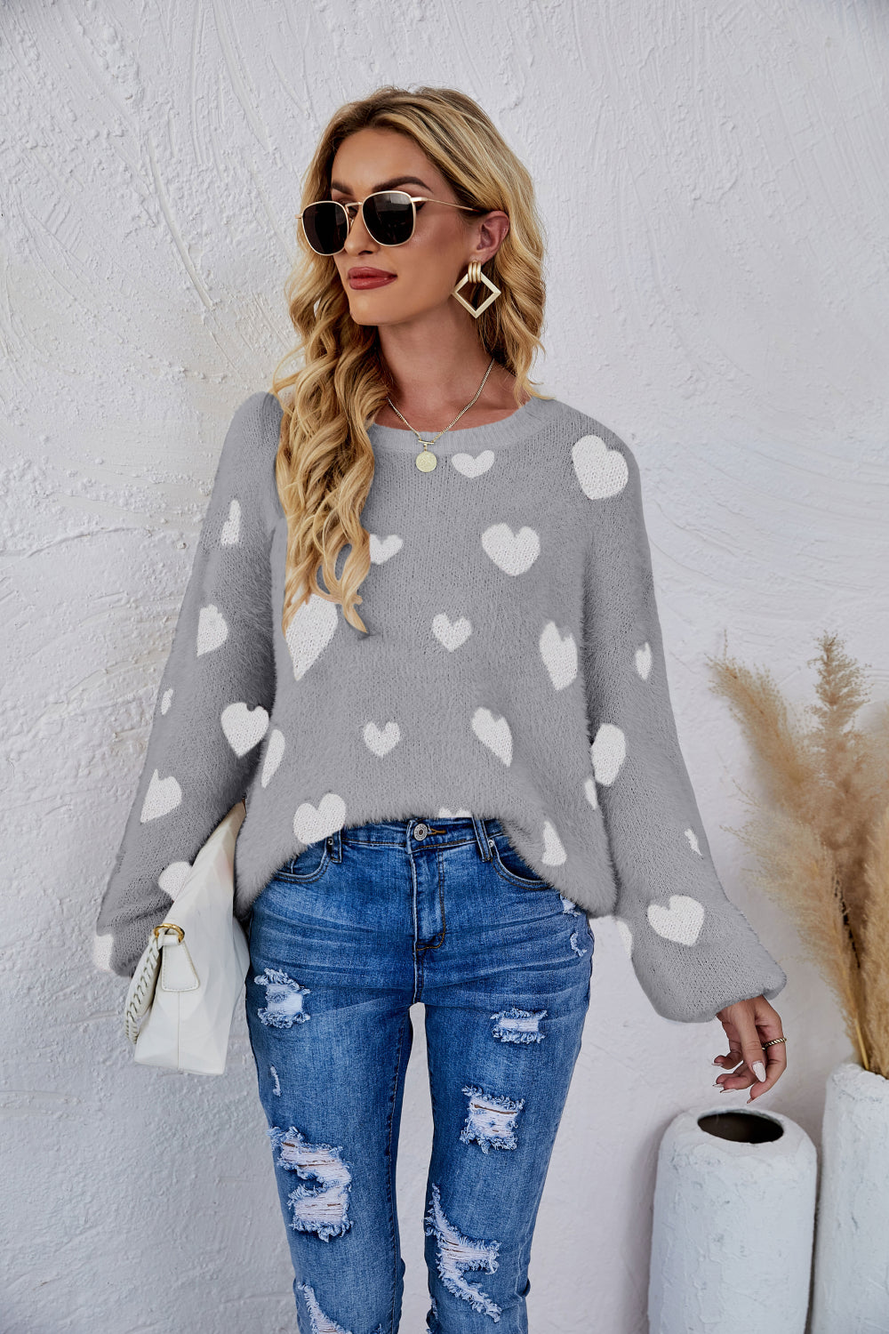 All of the Love Fuzzy Sweater Gray S