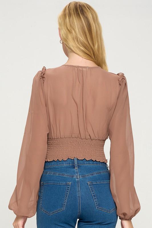 Lace-Up Ruffle Crop Top
