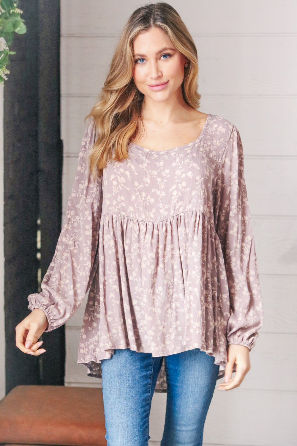 Best of You Floral Lace-Up Baby Doll Blouse Small  