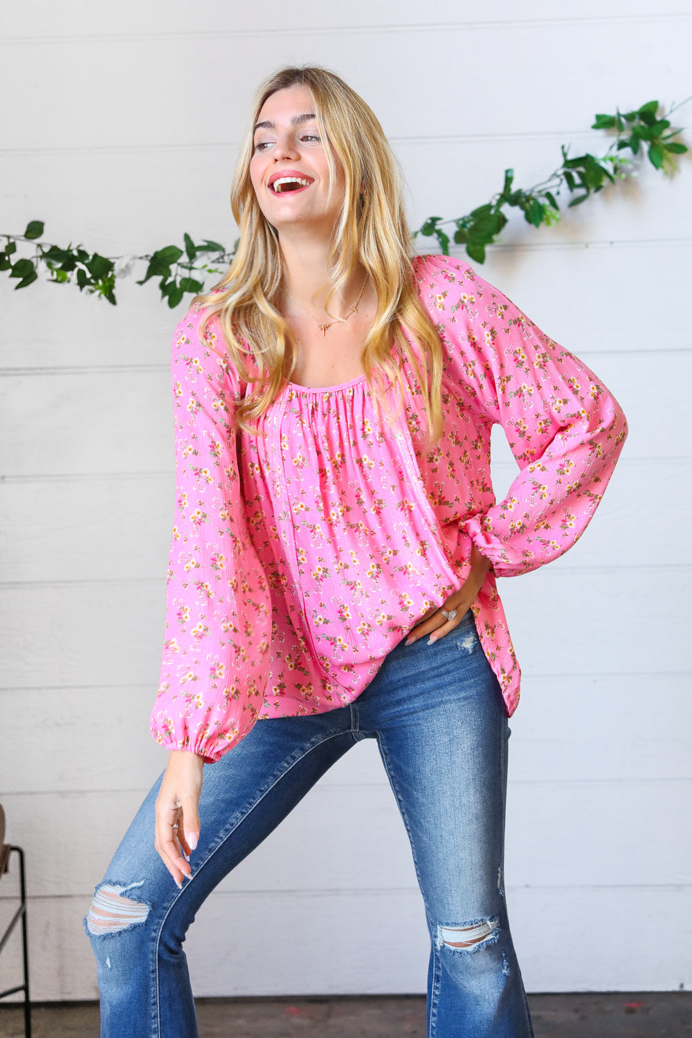 Always Blooming Floral Tie Back Blouse   