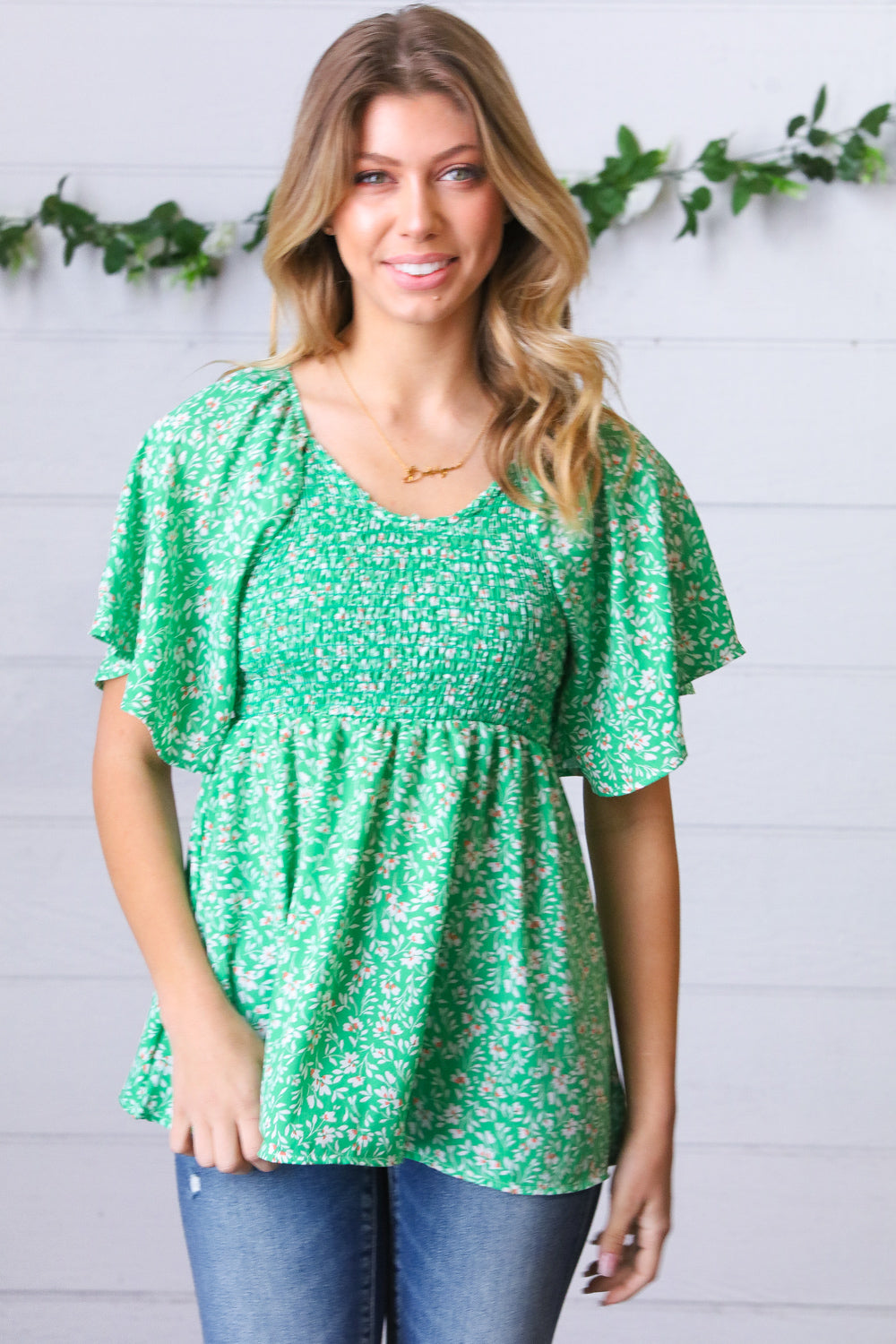 Garden Party Smocked Floral Blouse   