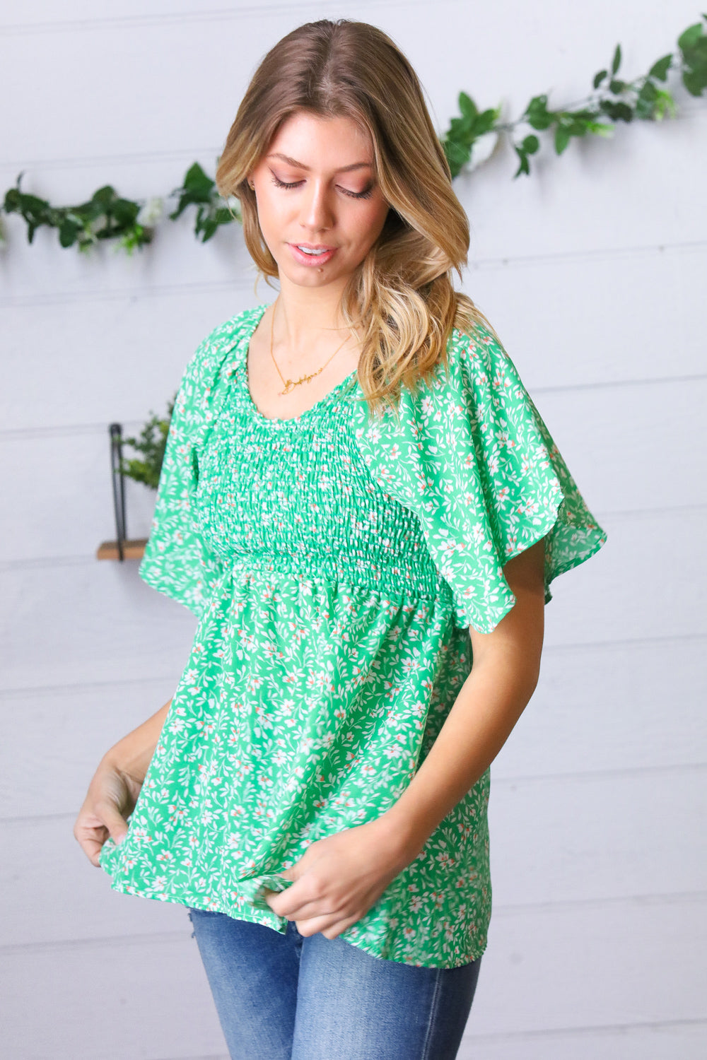 Garden Party Smocked Floral Blouse   